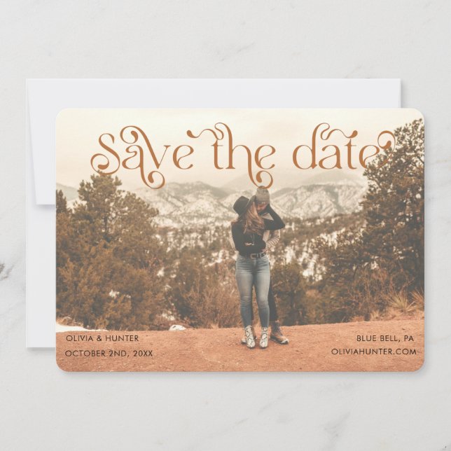 Modern Typography Photo Wedding Save The Date (Front)