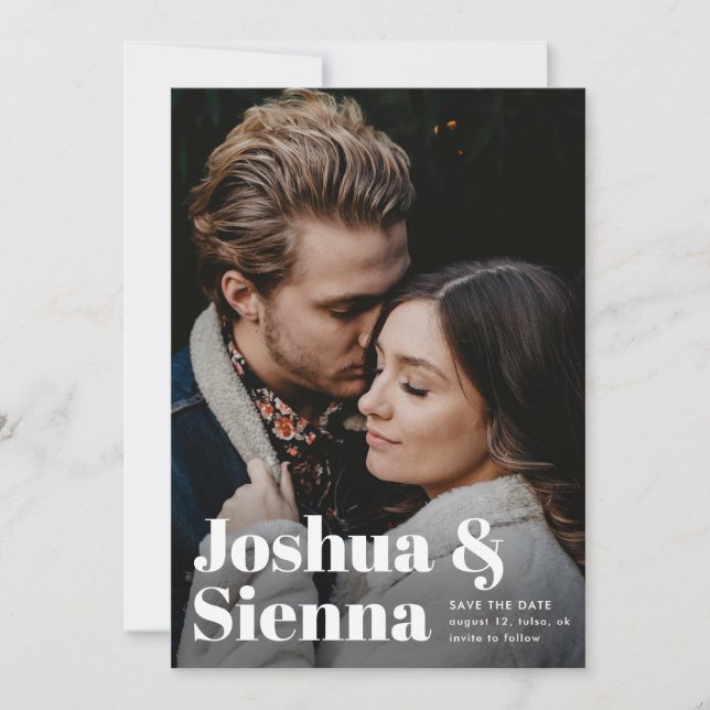 Modern Typography Photo Wedding Save The Date (Front)