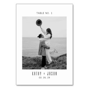 Modern Typography Photo Wedding Table Number