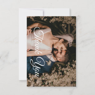 Modern Typography Photo Wedding Thank You Card