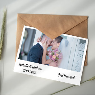 Modern Typography Photo Wedding Thank You Card