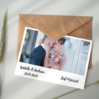 Modern Typography Photo Wedding Thank You Card