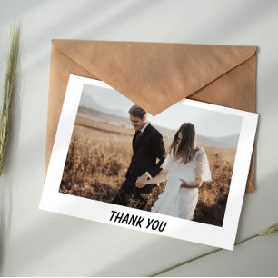 Modern Typography Photo Wedding Thank You Card