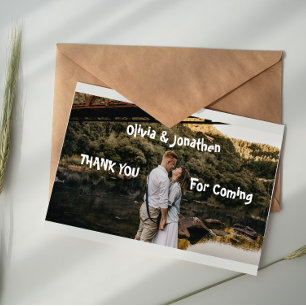 Modern Typography Photo Wedding Thank You Card