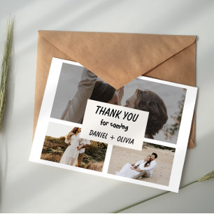 Modern Typography Photo Wedding Thank You Card
