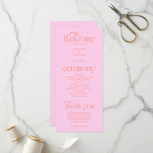 Modern Typography Pink Orange Wedding Program Programme