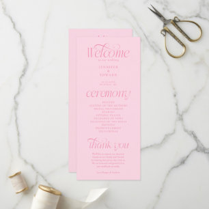 Modern Typography Pink Wedding Program Programme