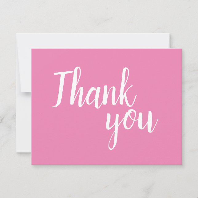 Modern Typography Pink White Thank you card (Front)
