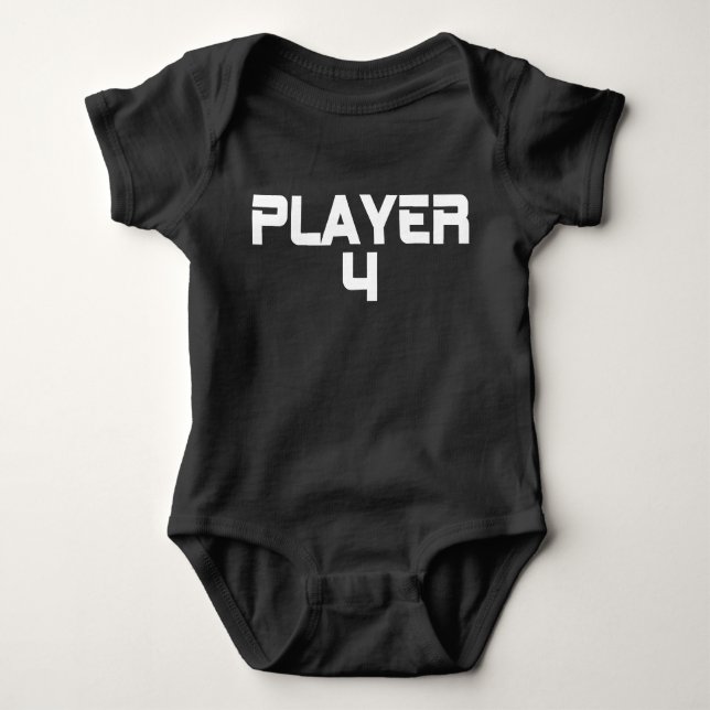 Modern Typography Player Four Matching Baby Bodysuit (Front)