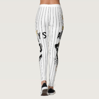 Modern typography print leggings with black stripe