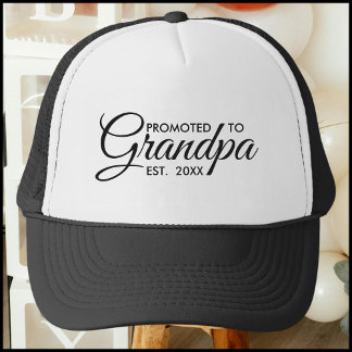 Modern Typography Promoted To Grandpa Est. Year Trucker Hat