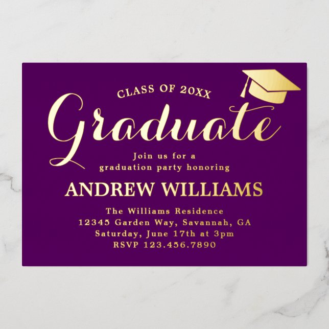 Modern Typography Purple Graduation Party (Front)