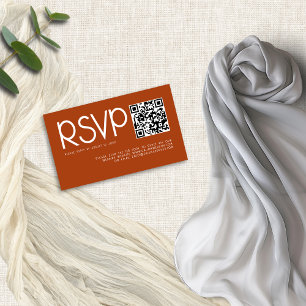 Modern Typography QR Code Terracotta Wedding RSVP Enclosure Card