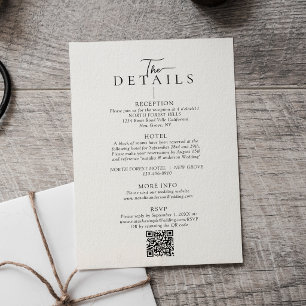 Modern Typography Qr Code Wedding Details Enclosure Card