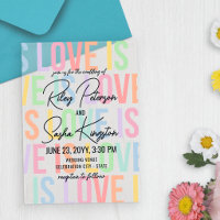 Modern Typography Rainbow Letters LGBTQA Wedding
