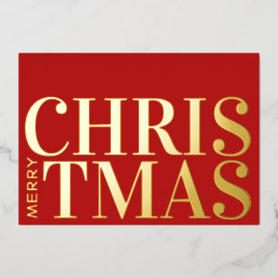 Modern Typography Red Gold Merry Christmas