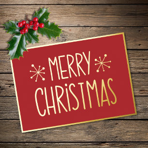 Modern Typography Red Gold Merry Christmas