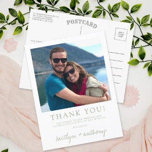 Modern Typography Sage Green Minimalistic Photo Postcard