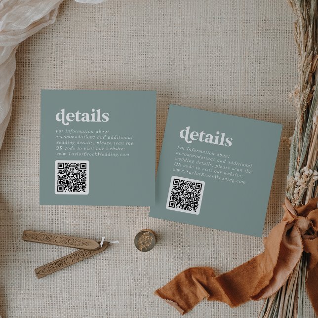 Modern Typography Sage Green QR Code Details Enclosure Card (Creator Uploaded)