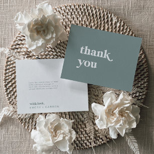 Modern Typography   Sage Green Thank You Card