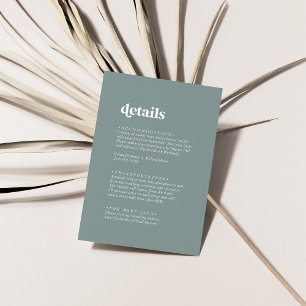 Modern Typography   Sage Green Wedding Details Enclosure Card