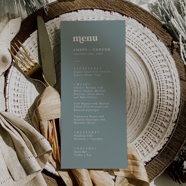 Modern Typography | Sage Green Wedding Dinner Menu (Creator Uploaded)