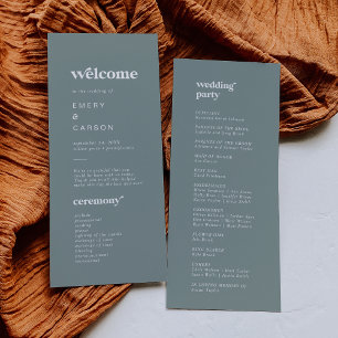 Modern Typography   Sage Green Wedding Program Programme