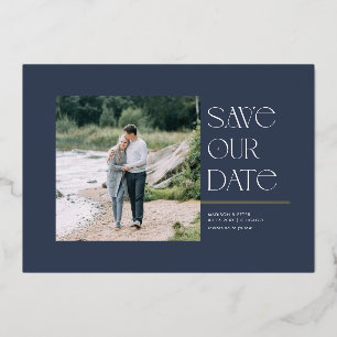 Modern Typography Save the Date Square Photo