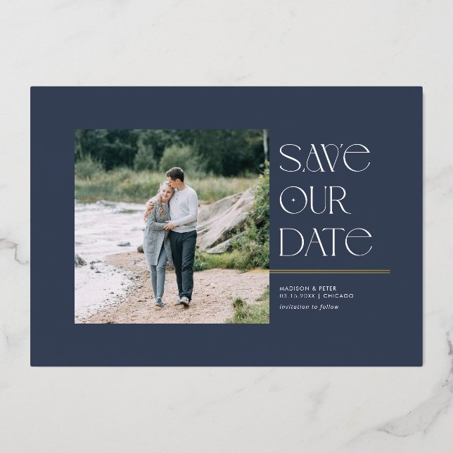 Modern Typography Save the Date Square Photo (Front)