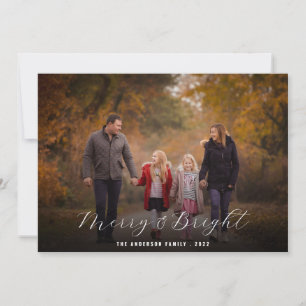 Modern typography script brown photo Christmas  Holiday Card