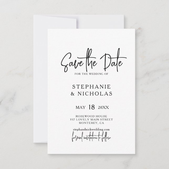 Modern Typography Script QR Code Wedding Save The Date (Front)