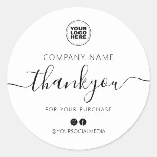 Modern Typography Script Thank You Classic Round Sticker