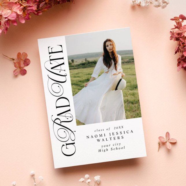 Modern Typography Serif Photo Elegant Graduation Invitation (Creator Uploaded)