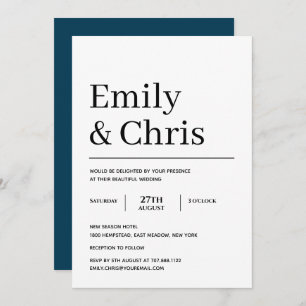 Modern Typography Simple Minimalist Wedding Invita Invitation