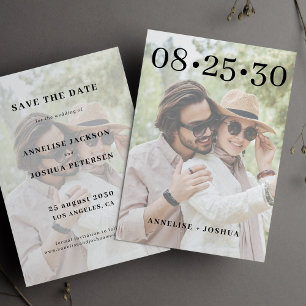 Modern typography simple photo overlay wedding save the date