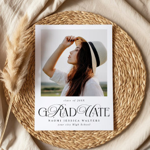 Modern Typography Single Photo Elegant Graduation Invitation