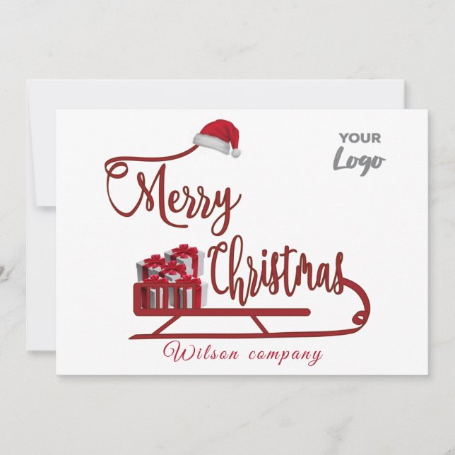 Modern typography Sledge Christmas  logo  Holiday Card (Front)