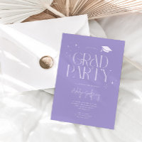 Modern Typography Stars Lilac Graduation Party