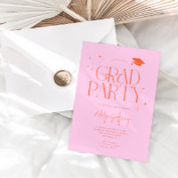 Modern Typography Stars Orange Graduation Party