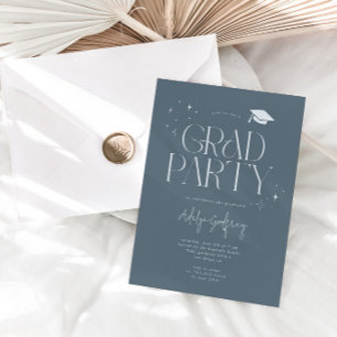 Modern Typography Stars Slate Graduation Party Invitation