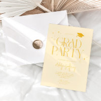 Modern Typography Stars Yellow Graduation Party 