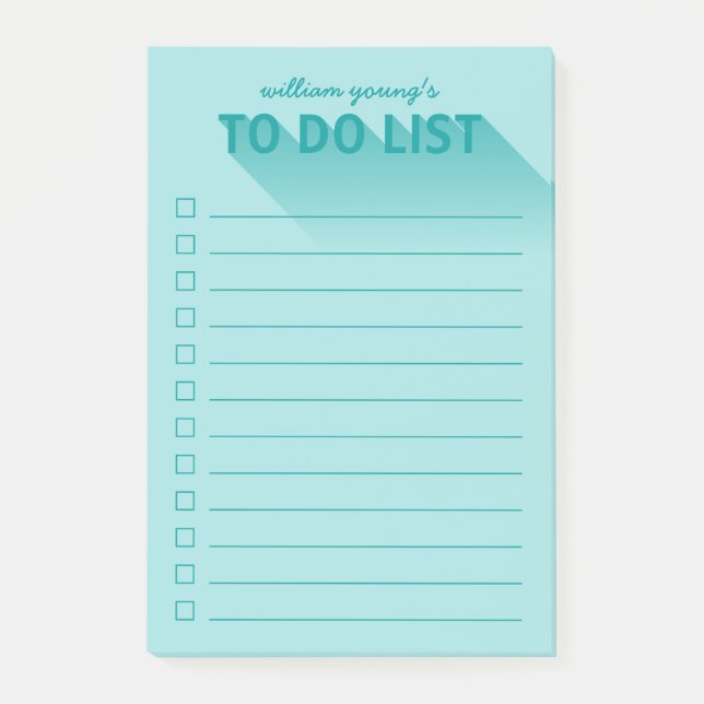Modern Typography Teal To Do List Post-it Notes (Front)