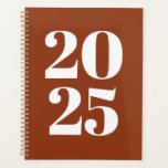 Modern typography terracotta custom year monogram planner<br><div class="desc">Minimalist terracotta and white modern typography custom simple elegant Planner.
Custom white serif text,  terracotta solid plain background.
You can personalised it with your name,  initials,  monogram,  year,  etc or just delete the text,  and leave the black solid plain black colour.</div>
