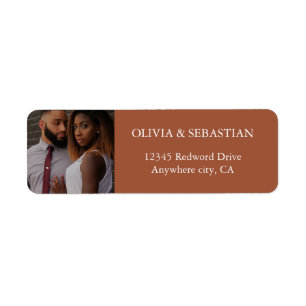 Modern Typography Terracotta Photo Return Address