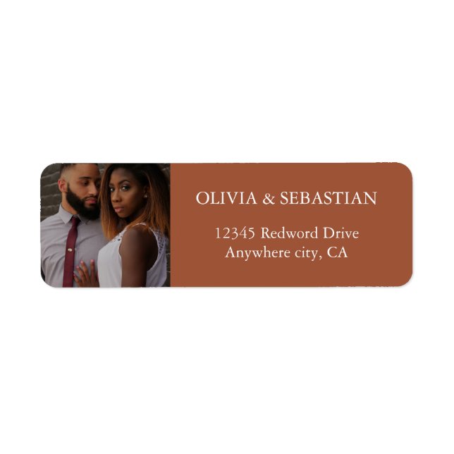 Modern Typography Terracotta Photo Return Address (Front)
