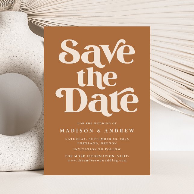 Modern Typography Terracotta Save The Date (Creator Uploaded)