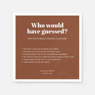 Modern Typography Terracotta Wedding Fun Facts Napkin