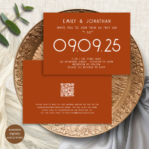 Modern Typography Terracotta Wedding Invitation