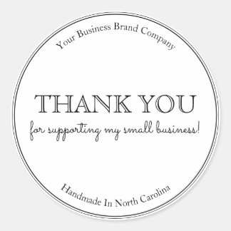 Modern Typography Thank You Business Classic Round Sticker