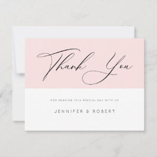 Modern Typography Thank you on light-pink & white Card